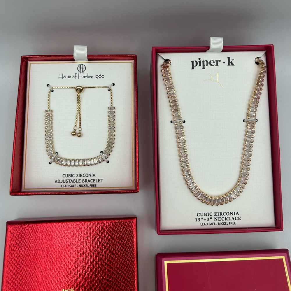 *New* House of Harlow 1960 & Piper K Cubic Zirconia Bracelet and Necklace Set - Picture 3 of 16